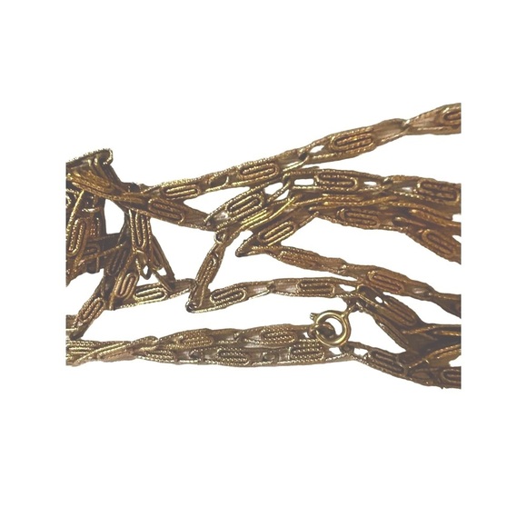 Vintage Napier Textured Or Brushed Gold Tone Necklace Chain Paperclip Style 30" - Picture 8 of 11